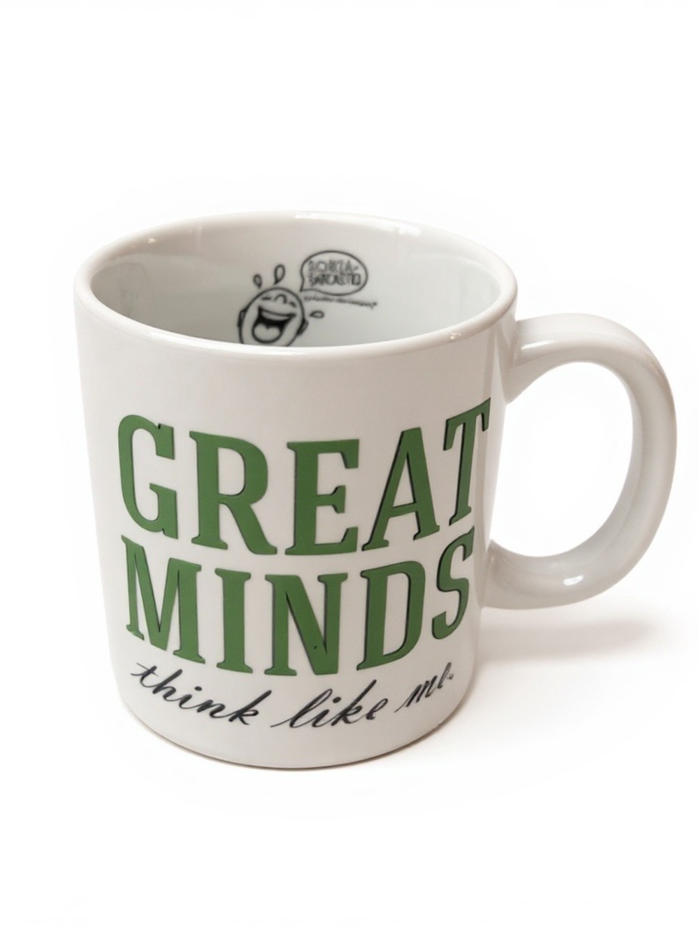 Hallmark White Ceramic Mug with Green "Great Minds Think Like Me" Lettering - Picture 3 of 3